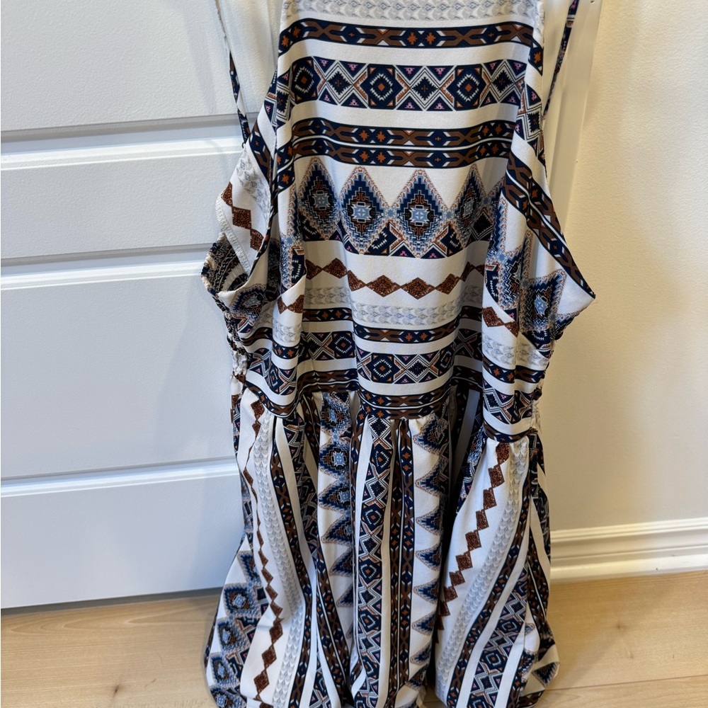 Shein Bohemian Geometric Patterned Sleeveless Dress